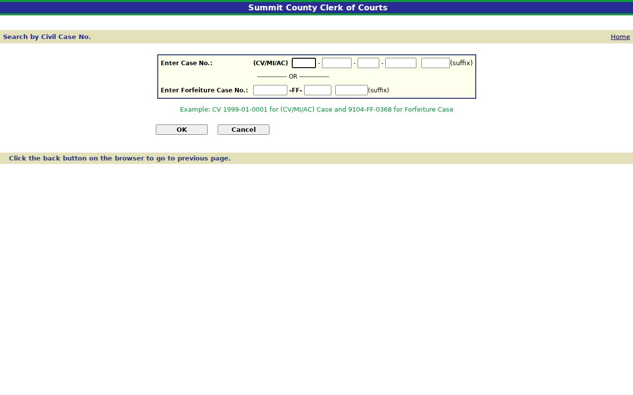 Summit County civil court docket case number search